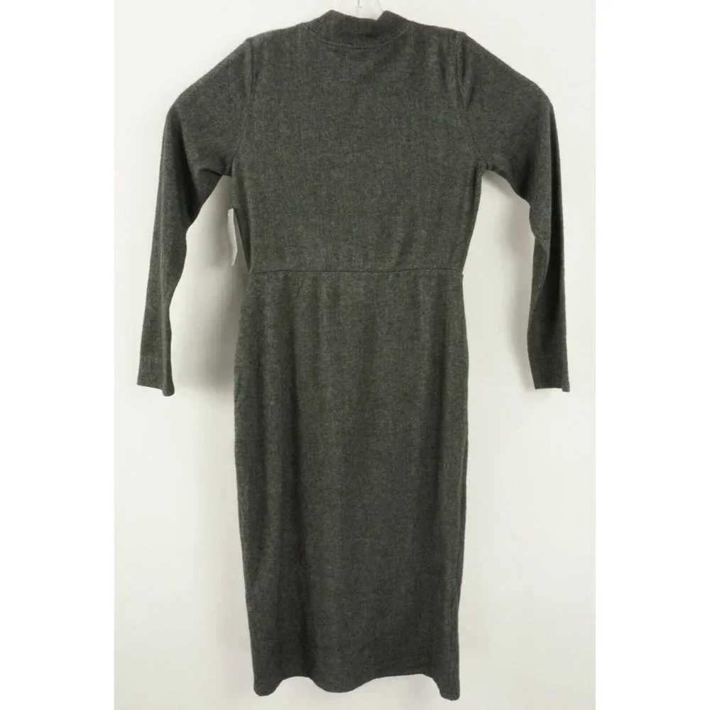 New Collective Concepts Women's Size S Grey Knot Front Brushed‎ Knit Midi Dress